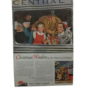 Vintage 1953 New York Central Christmas Window Ad Advertisement
